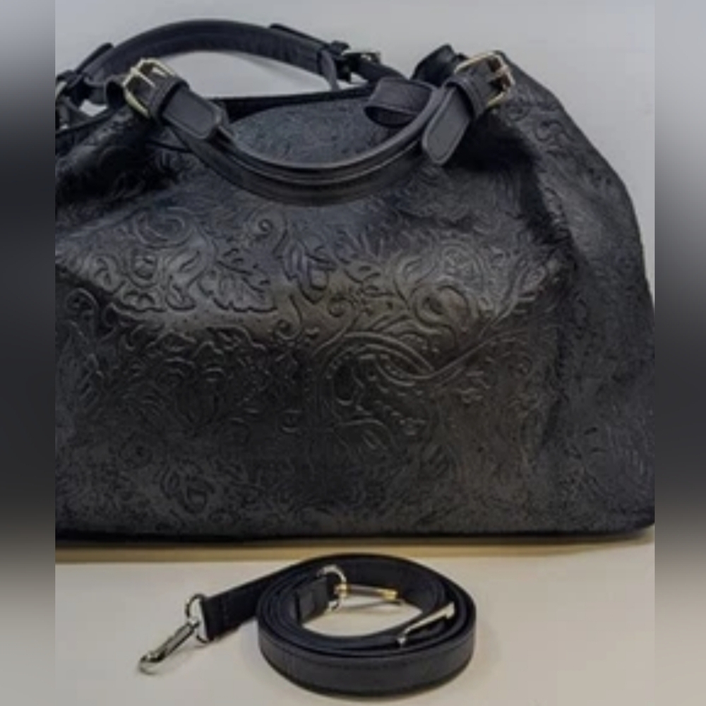 Isadora Italy ♣️Embossed Leather Tote Shoulderbag Crossbody ♣️ - Picture 5 of 15